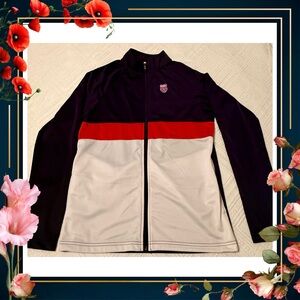 Athletic jacket - K-Swiss Black Red white Full Zip. Small (Men) / Medium (women)